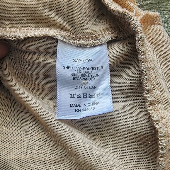 Saylor Saydee Mini Dress Beige Platinum Metallic Mock Neck Long Sleeve Sz Large - Picture 14 of 16